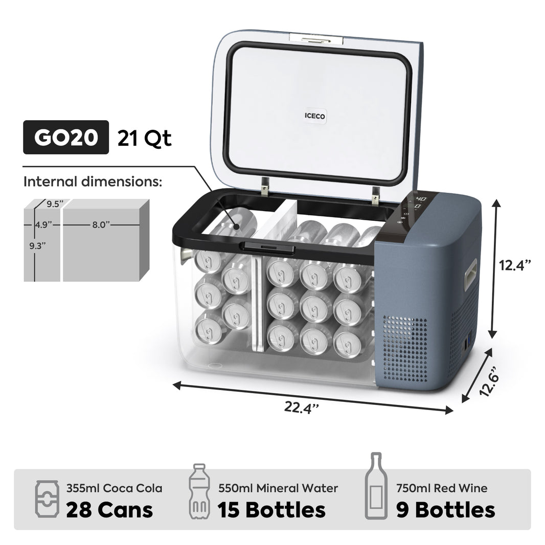 GO20 Dual Zone 12V Portable Freezer| ICECO | 20 LT - GoFluxx