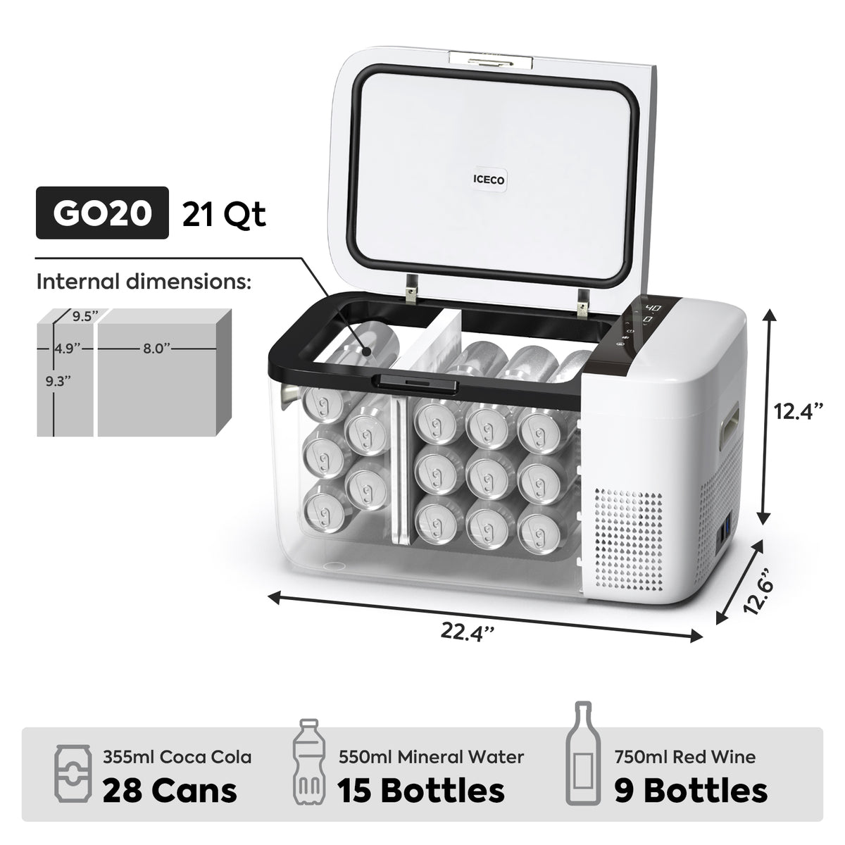 GO20 Dual Zone 12V Portable Freezer| ICECO | 20 LT - GoFluxx