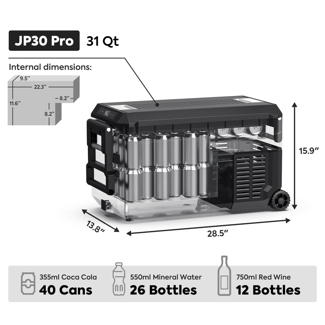 JP30 Pro Single Zone Wheeled Portable Freezer With Cover | ICECO | 30 LT - GoFluxx