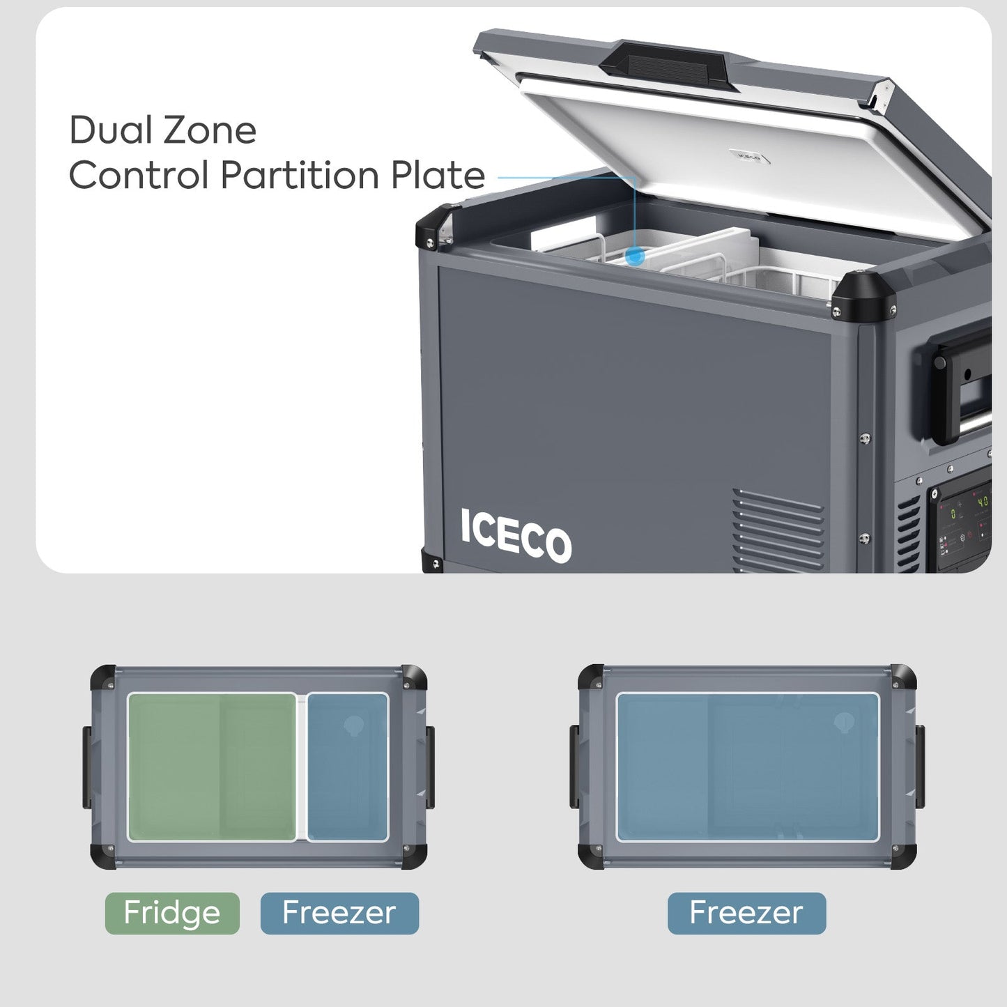 VL45ProD Dual Zone Portable Freezer - Gray | ICECO - GoFluxx
