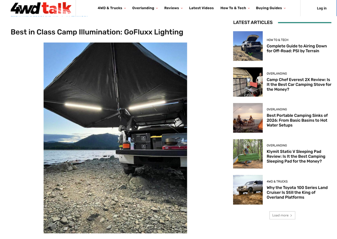 GoFluxx named Best in Class Camp Illumination for 2025 by 4WDTalk!