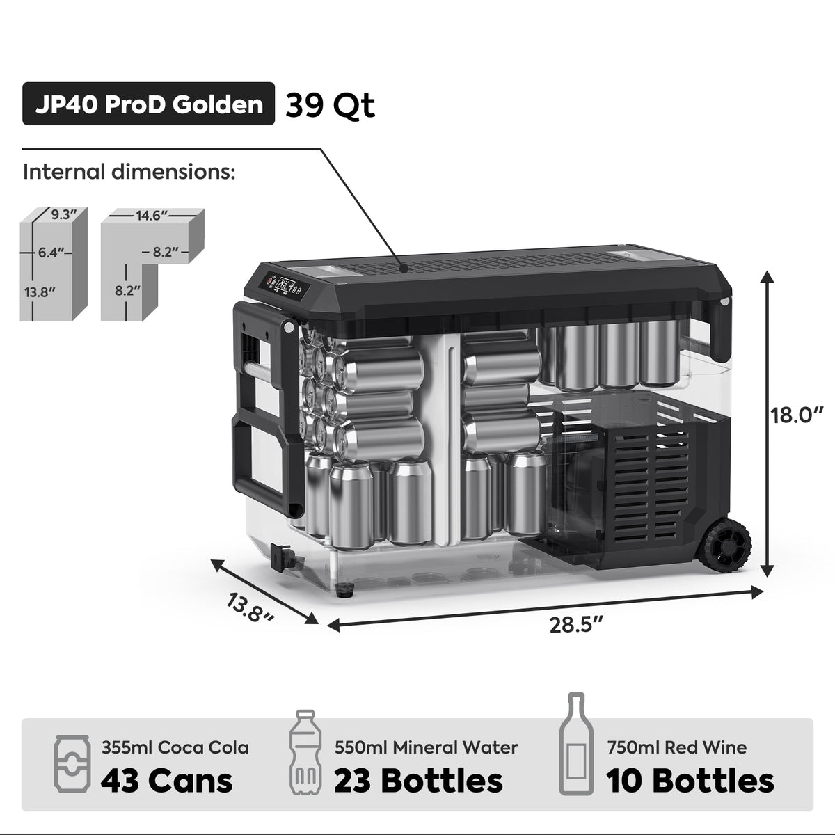 JP40 Pro Dual Zone Wheeled Portable Freezer With Cover | ICECO | 40 LT - GoFluxx