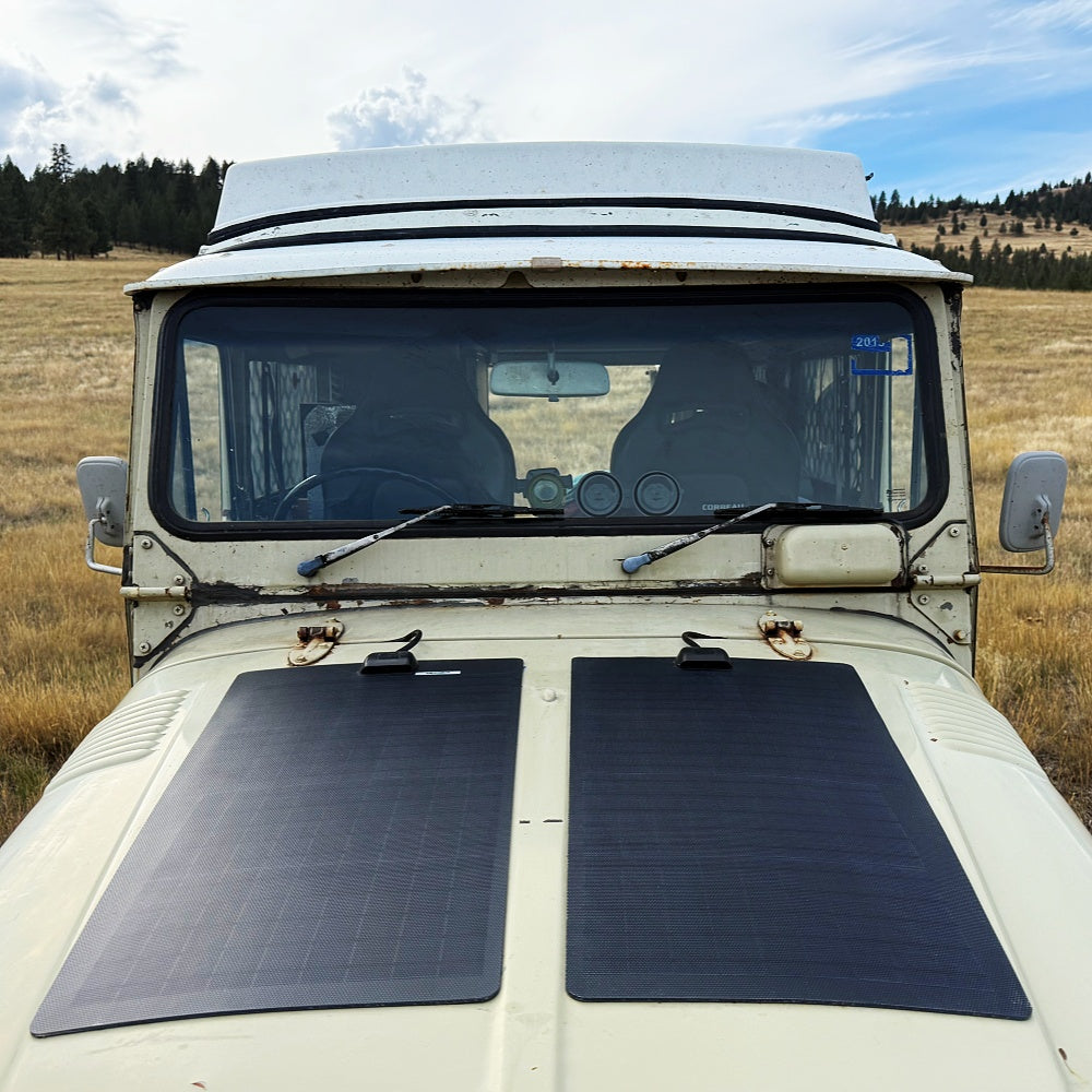 Toyota-Land-Cruiser-FJ40-Lensun-80W-Bonnet-Flexible-Solar-Panel